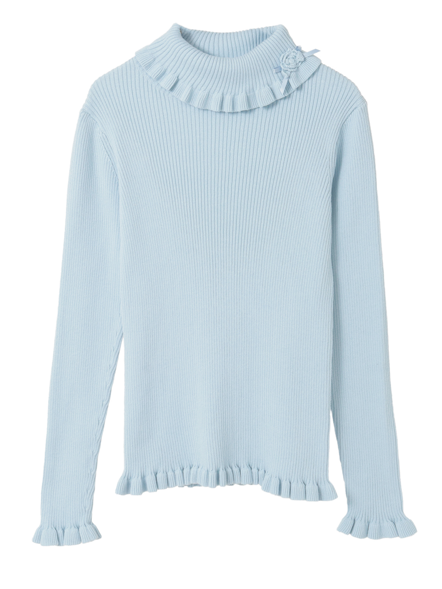 モチーフ付きタートルリブニット 詳細画像 クロ 1