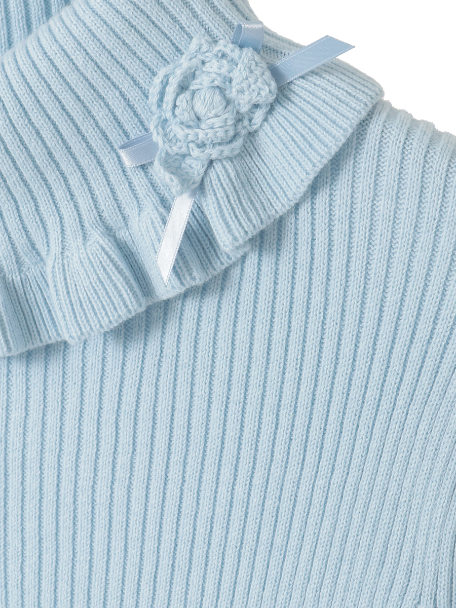 モチーフ付きタートルリブニット 詳細画像 クロ 4