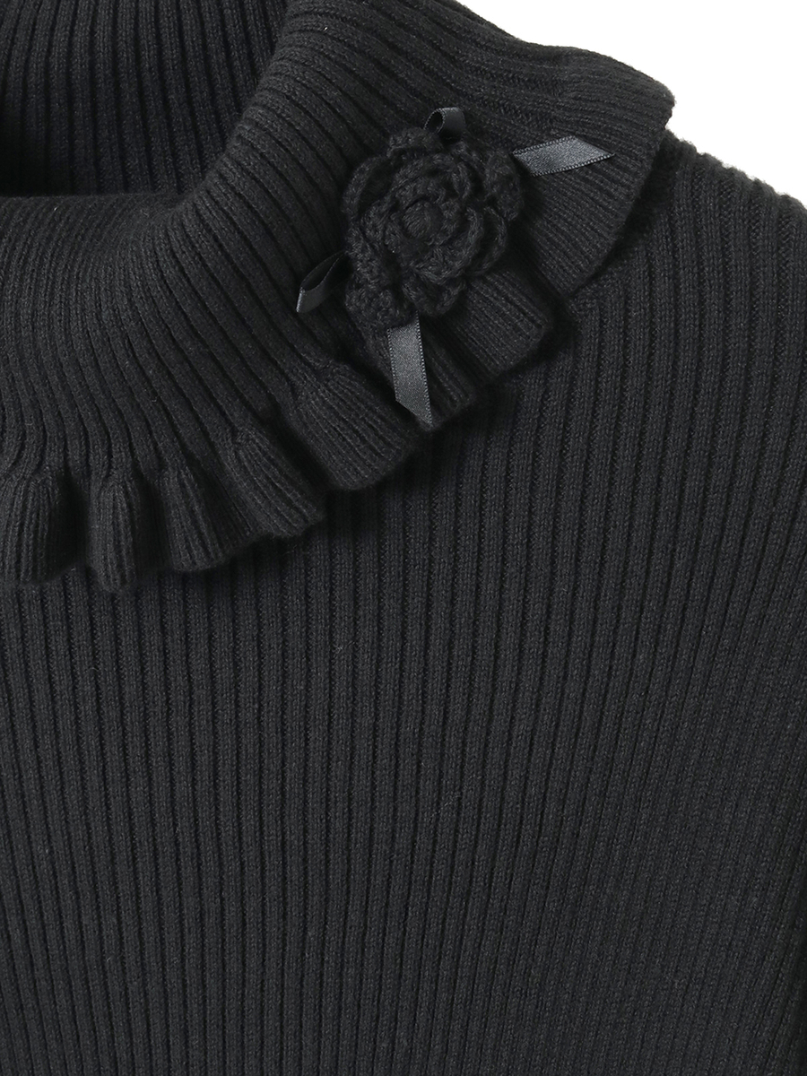 モチーフ付きタートルリブニット 詳細画像 クロ 7