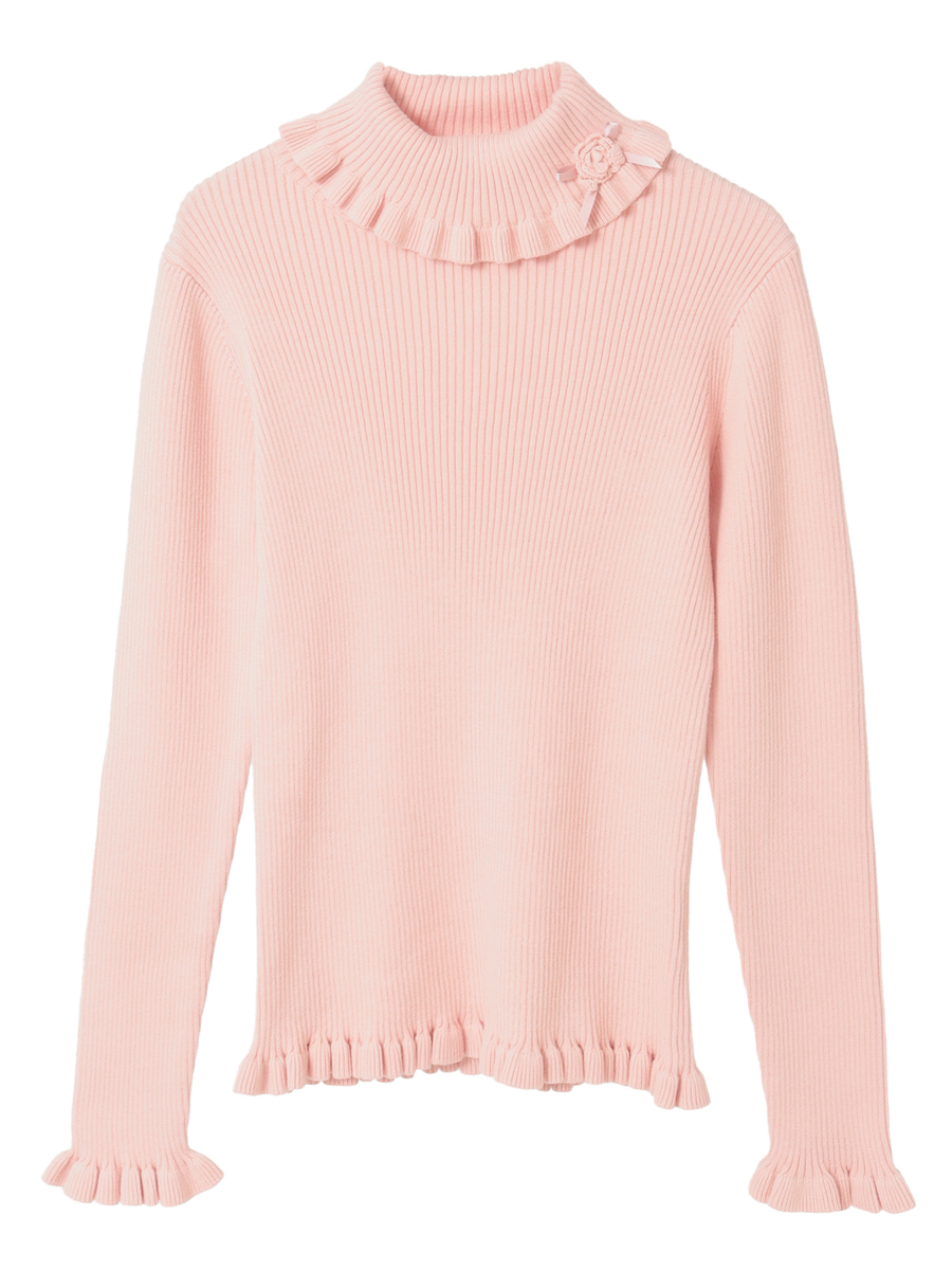 モチーフ付きタートルリブニット 詳細画像 ピンク 1