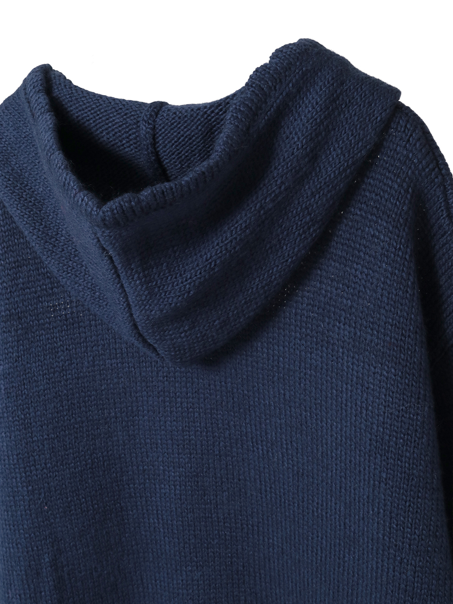 三つ子のくまの冬支度柄編み込みフード付きニット 詳細画像 カーキ 6