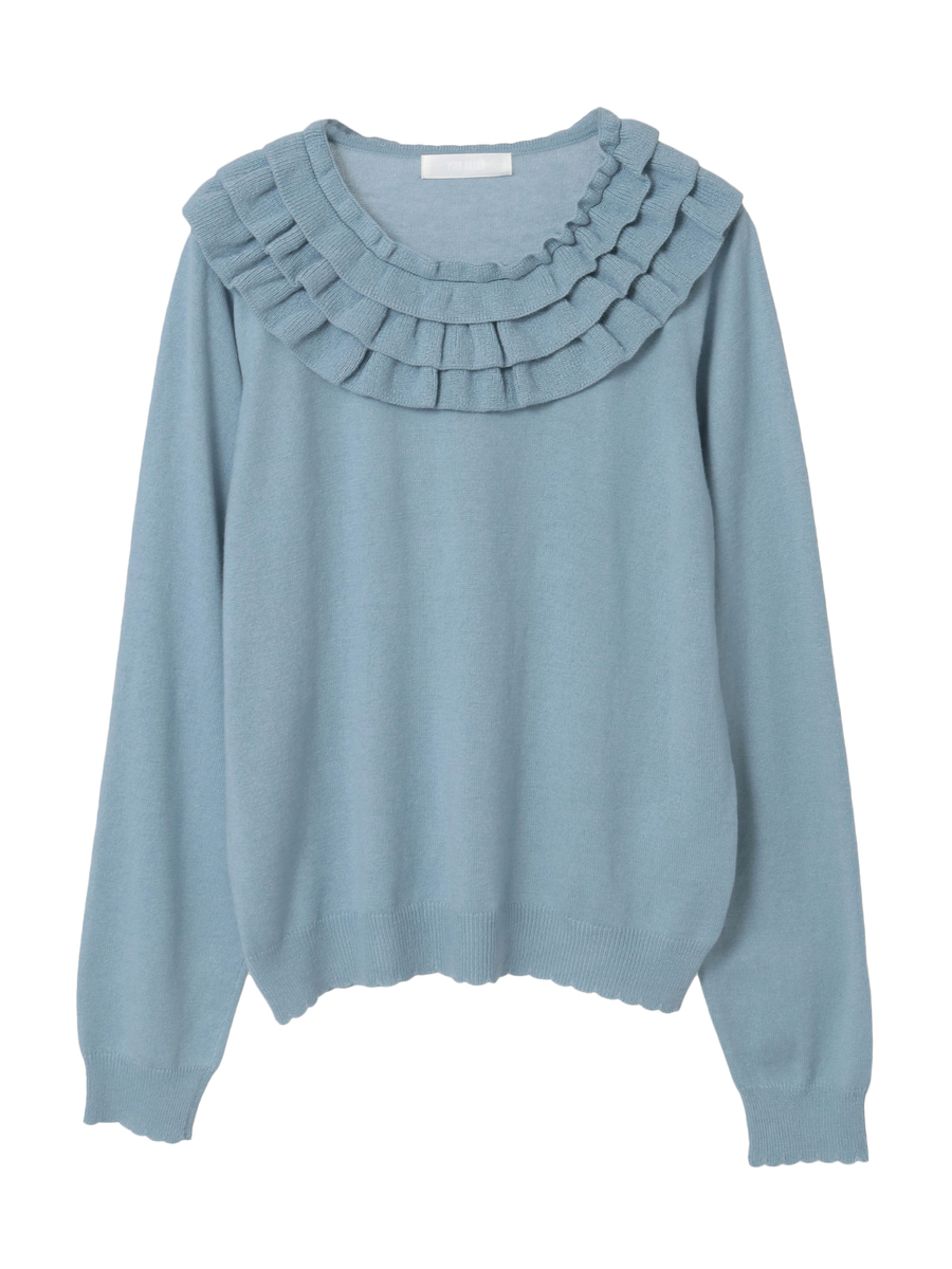 フラワーモチーフブローチ付きフリルニット 詳細画像 キナリ 7