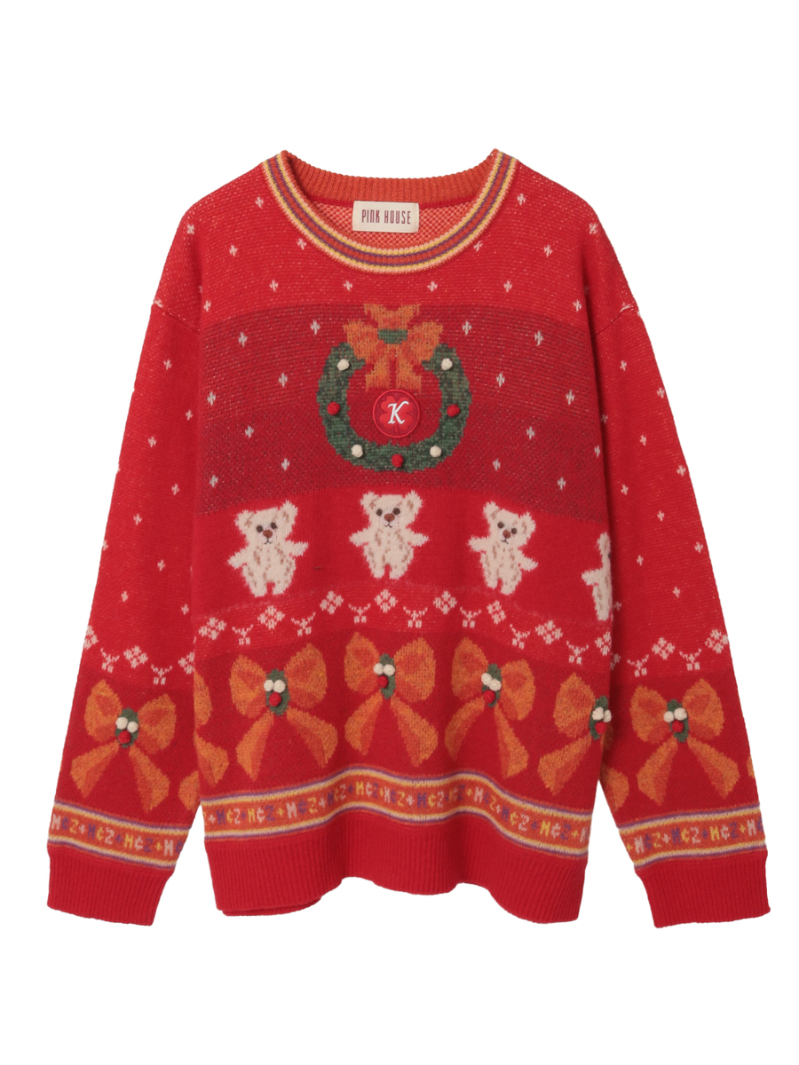 PINK HOUSE×Momocloポップルモチーフニット 詳細画像 アカ 1