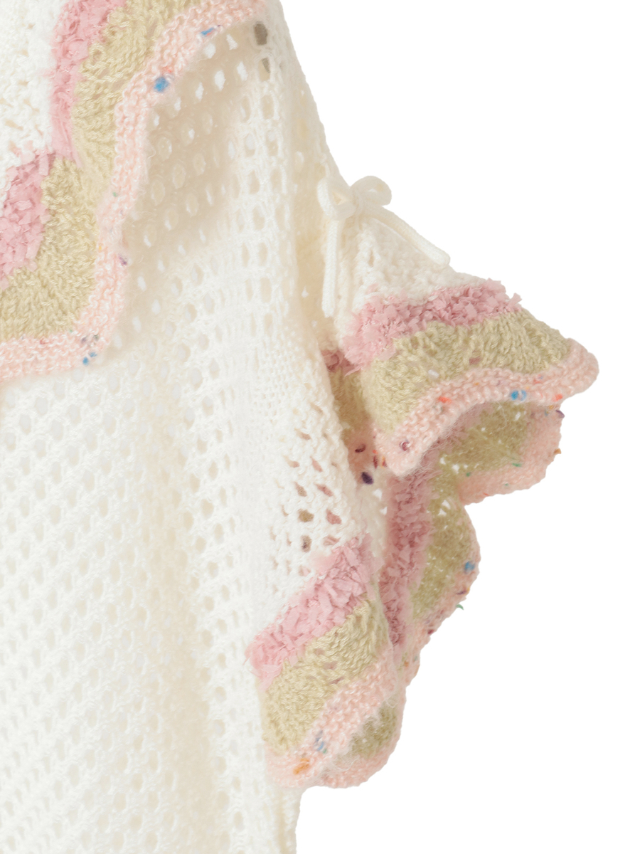 フローラルフリル使い透かしニット 詳細画像 ローズレッド 4