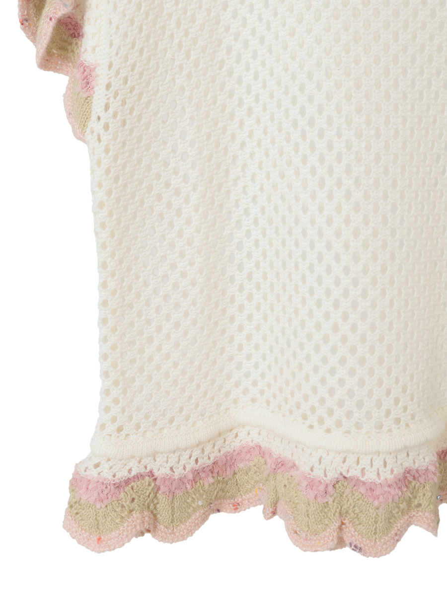 フローラルフリル使い透かしニット 詳細画像 ローズレッド 5