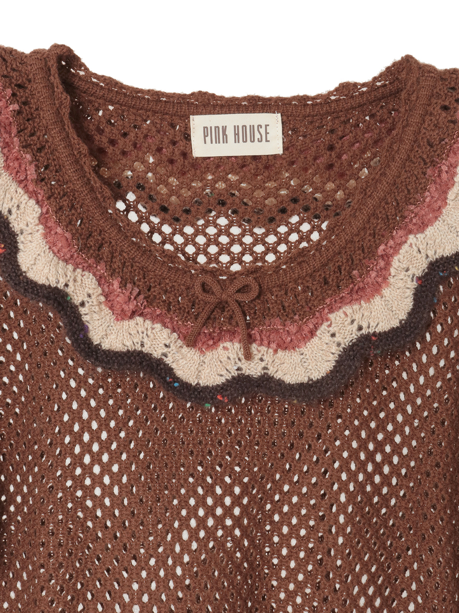 フローラルフリル使い透かしニット 詳細画像 ローズレッド 8