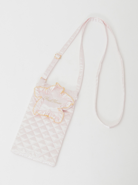 星形ワッペン付きキルティングスマホポシェット