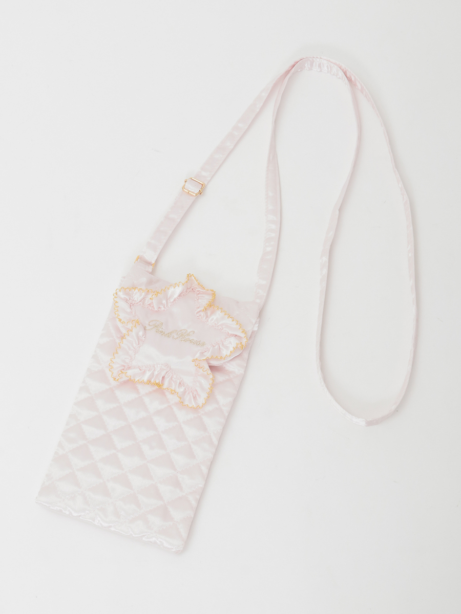 星形ワッペン付きキルティングスマホポシェット 詳細画像 ピンク 1