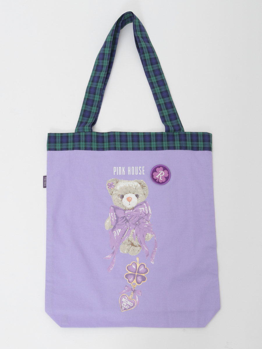 PINK HOUSE&times;Momoclo テディ＆ネコプリントバッグ 詳細画像 パープル・クマ 1