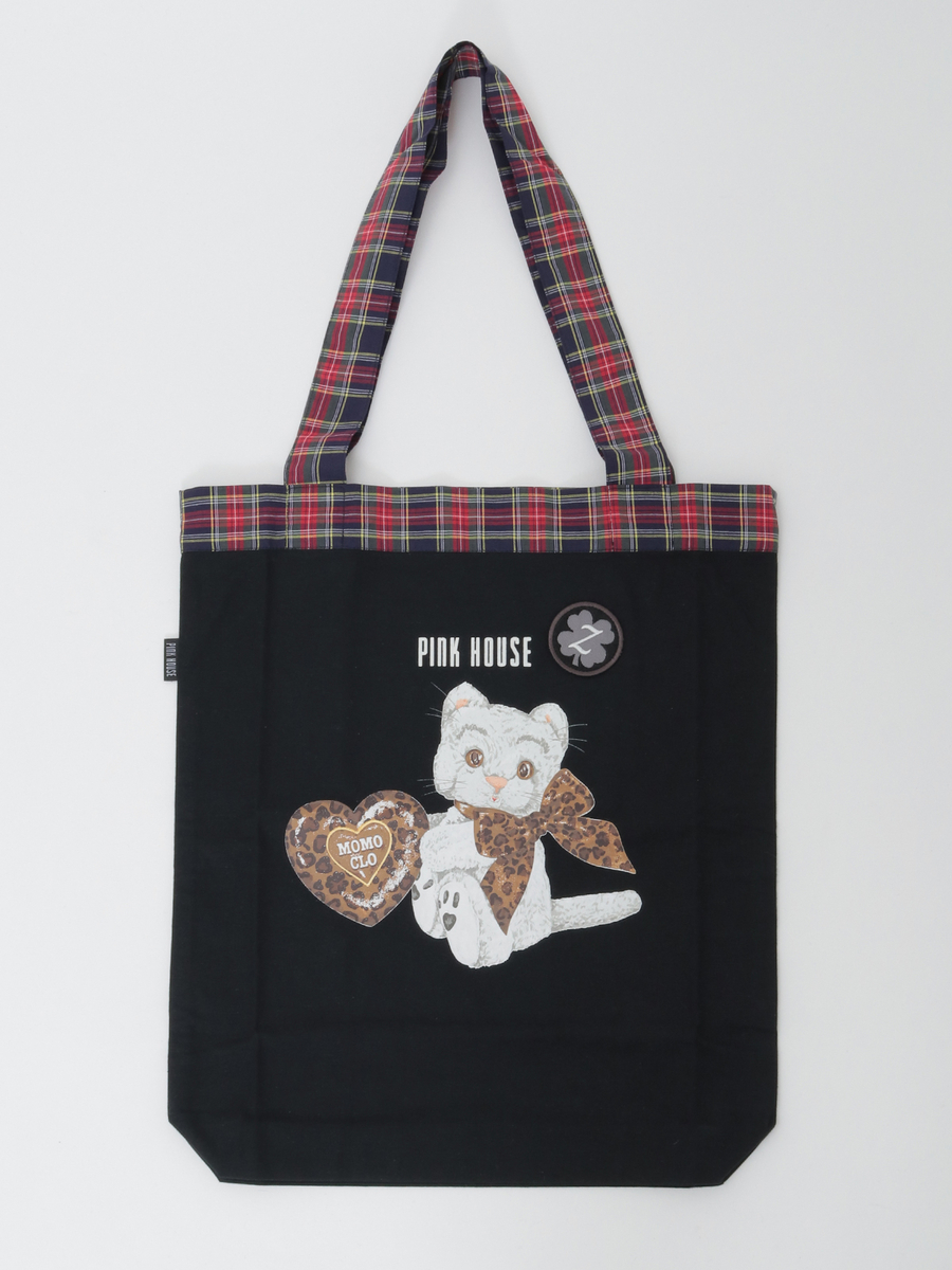 PINK HOUSE&times;Momoclo テディ＆ネコプリントバッグ 詳細画像 クロ・ネコ 1