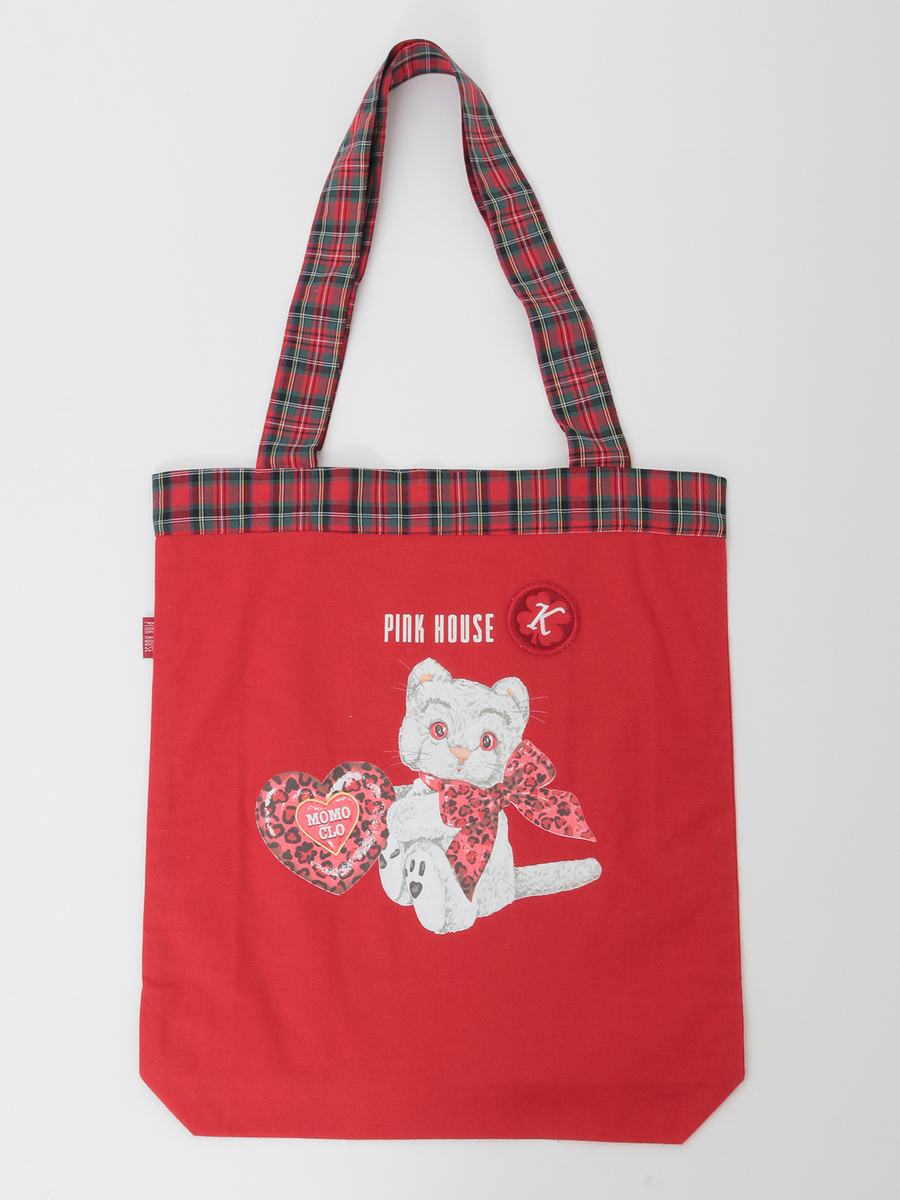 PINK HOUSE&times;Momoclo テディ＆ネコプリントバッグ 詳細画像 アカ・ネコ 1