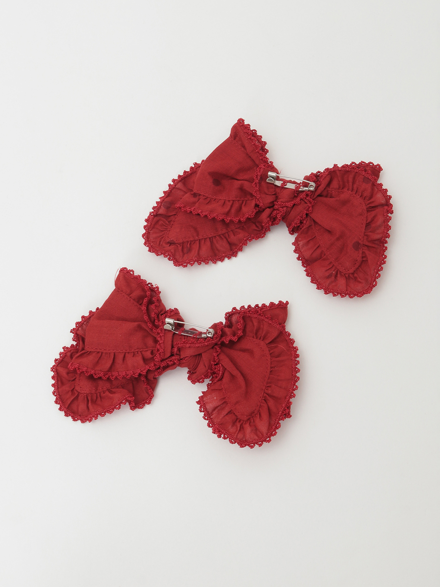 水玉プリント＆無地ローンリボンブローチセット 詳細画像 ソライロ×ソライロ 2