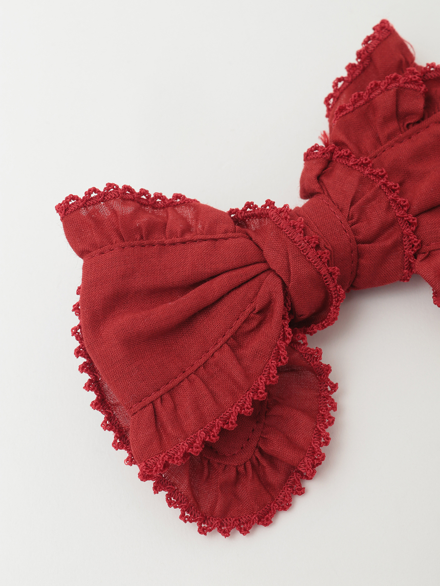 水玉プリント＆無地ローンリボンブローチセット 詳細画像 ソライロ×ソライロ 4