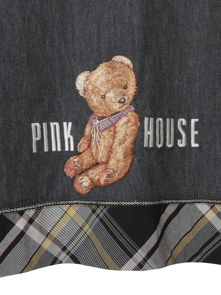 テディベア刺繍デニムタブリエ 詳細画像 アカ 10