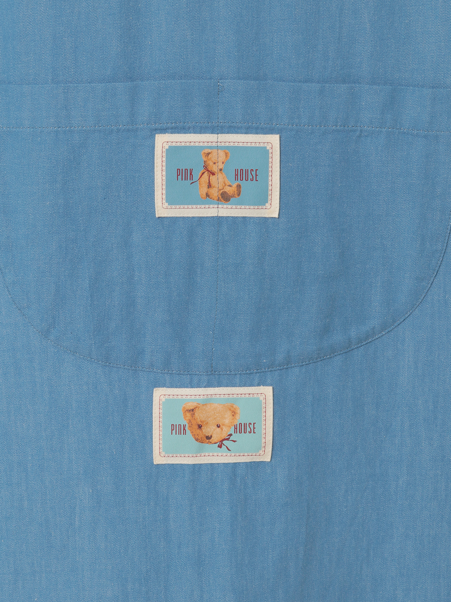 テディベア刺繍デニムタブリエ 詳細画像 アカ 15