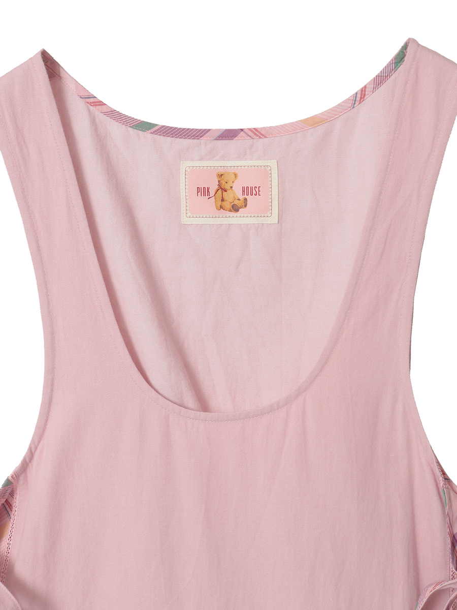 テディベア刺繍デニムタブリエ 詳細画像 アカ 3