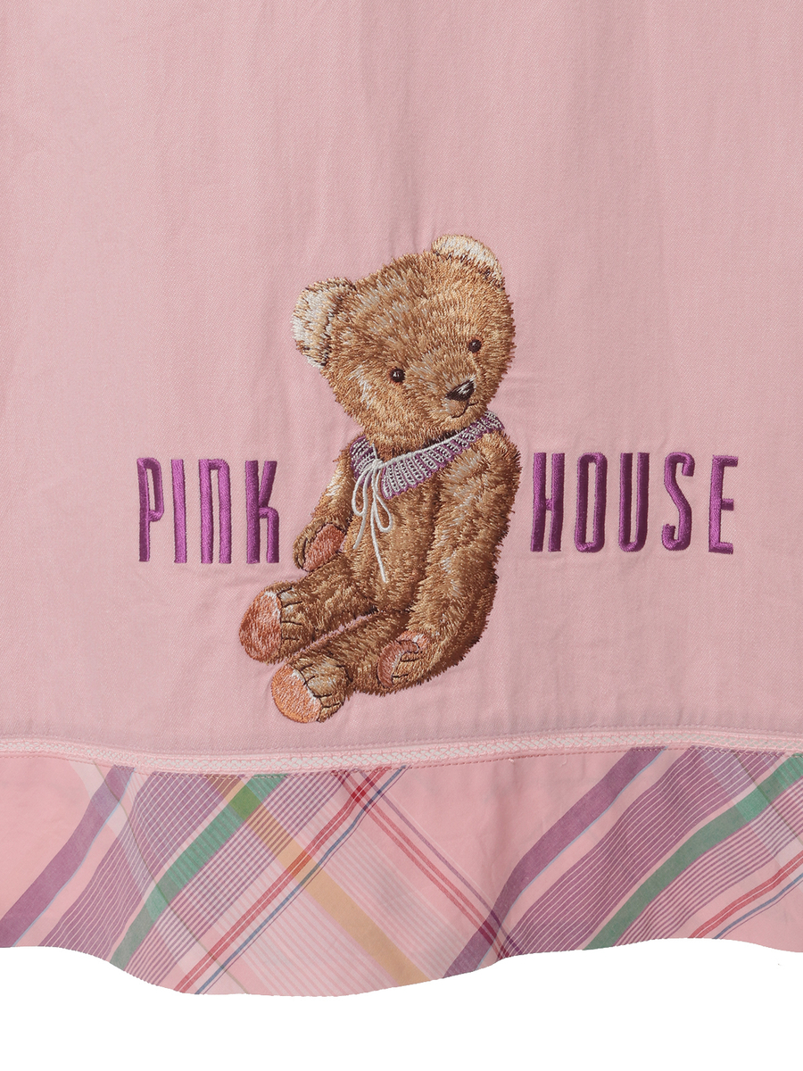 テディベア刺繍デニムタブリエ 詳細画像 アカ 8