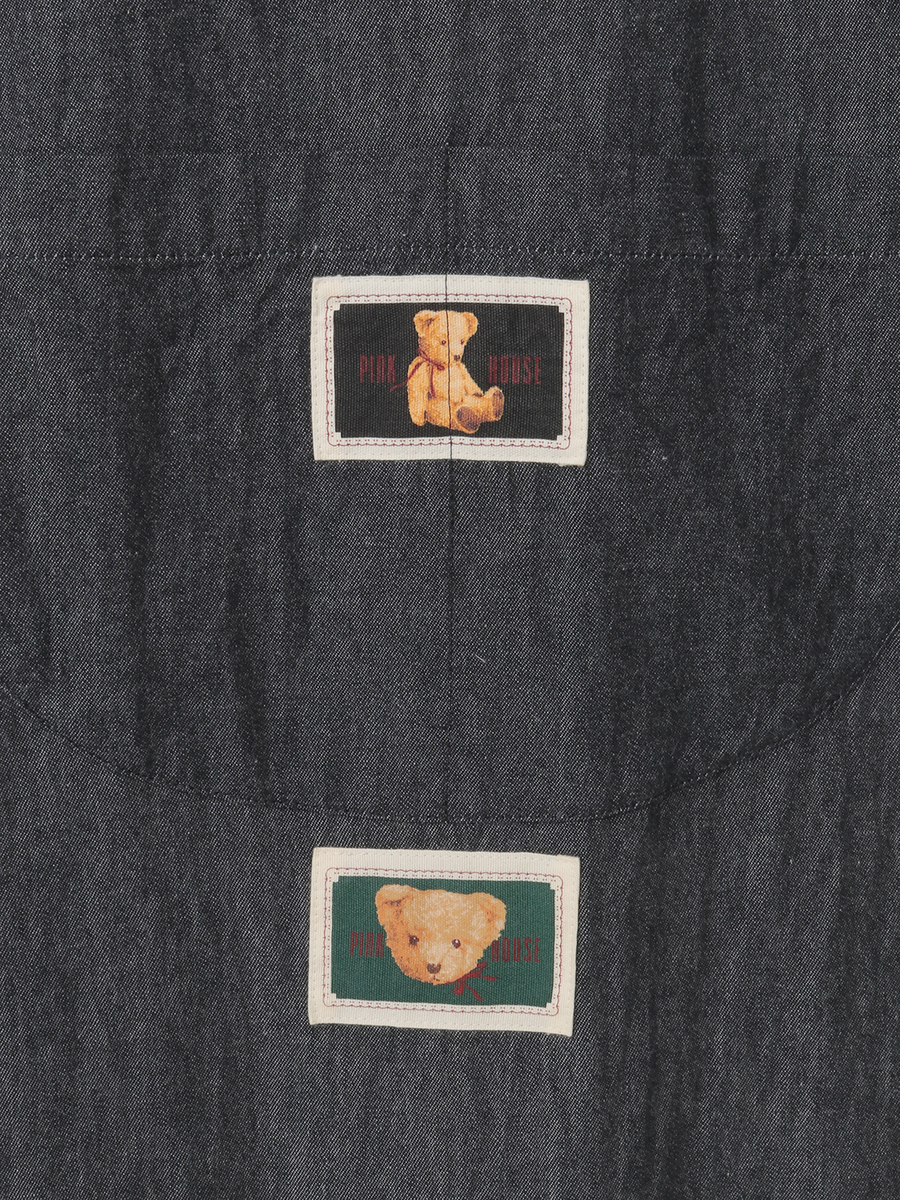 テディベア刺繍デニムタブリエ 詳細画像 アカ 9