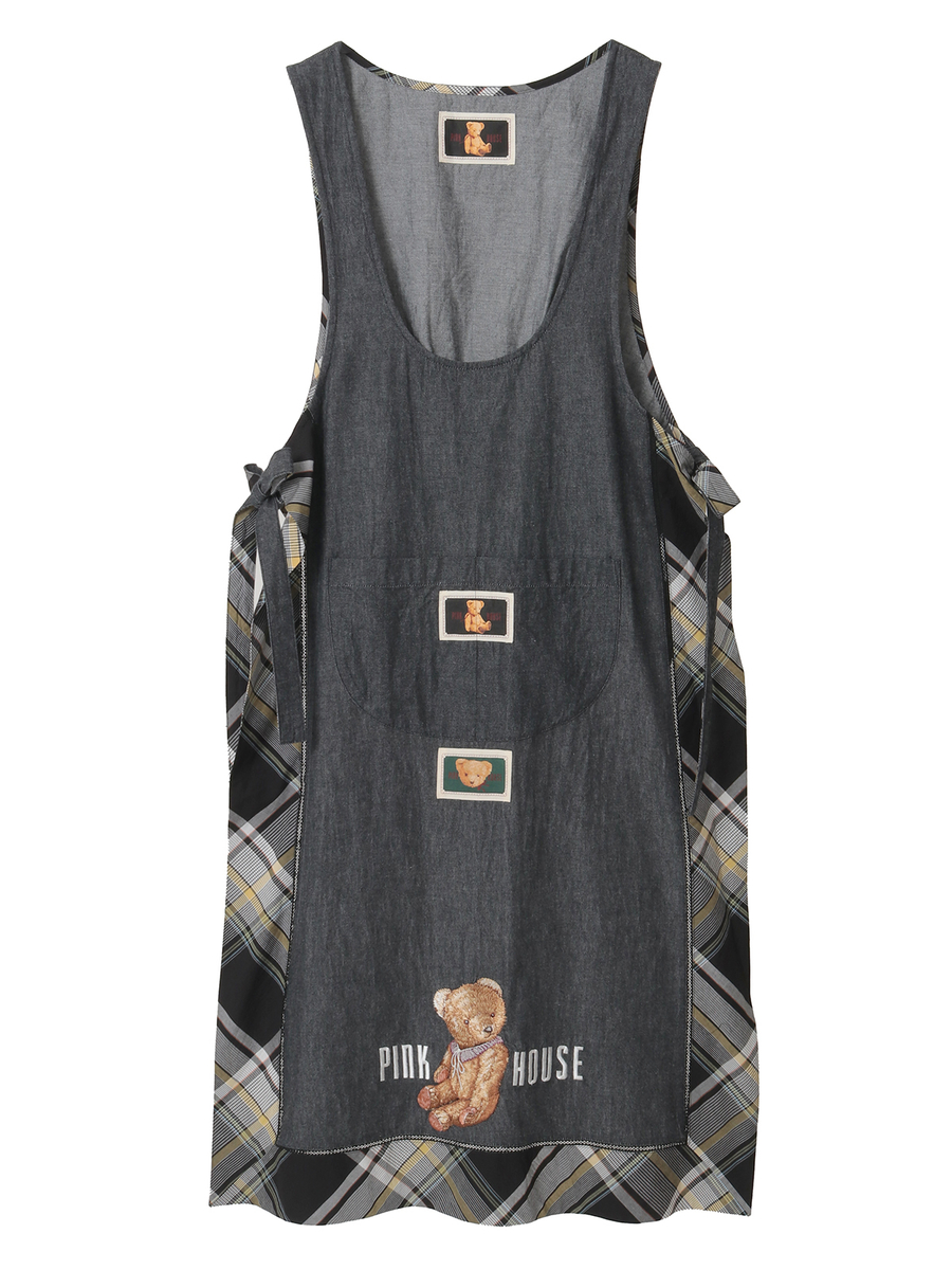 テディベア刺繍デニムタブリエ 詳細画像 クロ 1