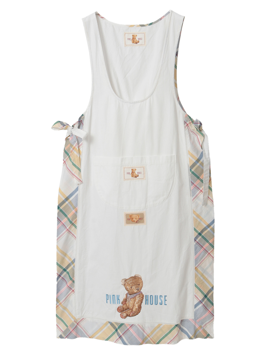 テディベア刺繍デニムタブリエ 詳細画像 キナリ 1