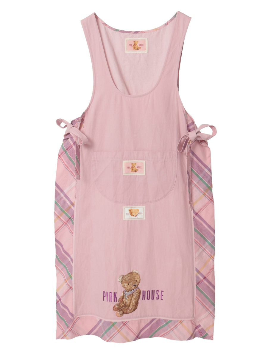 テディベア刺繍デニムタブリエ 詳細画像 ピンク 1