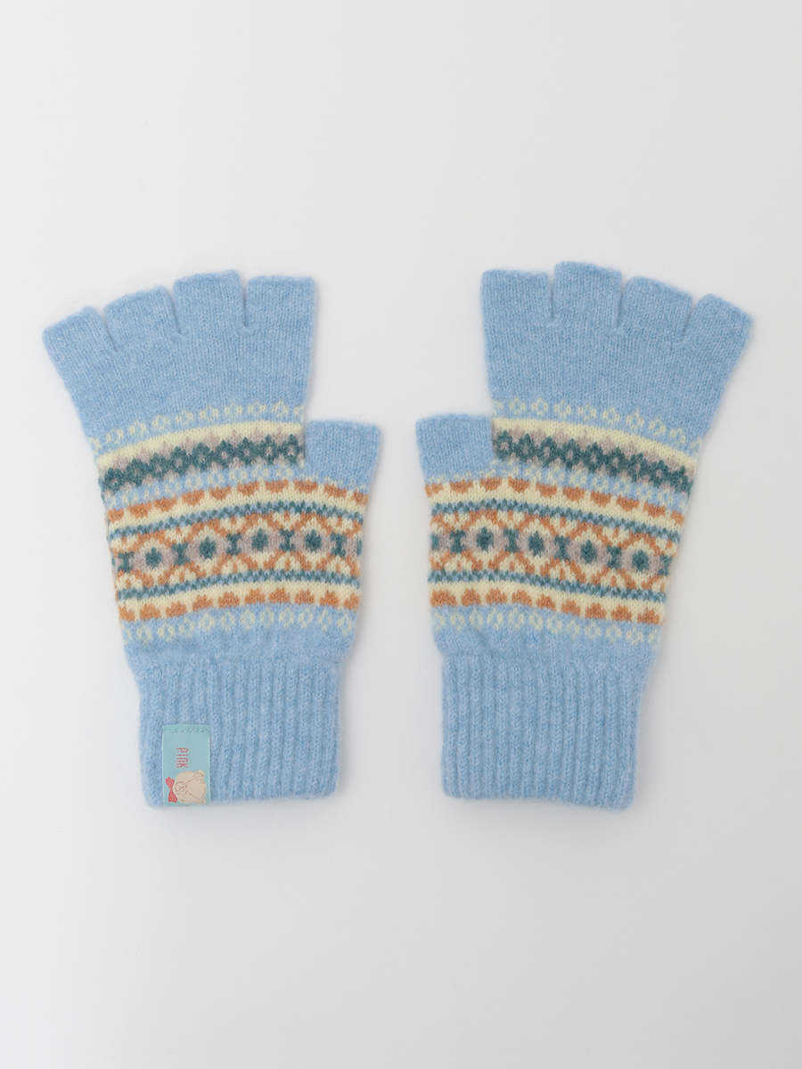 編み込みニット手袋 詳細画像 ミズイロ系 1