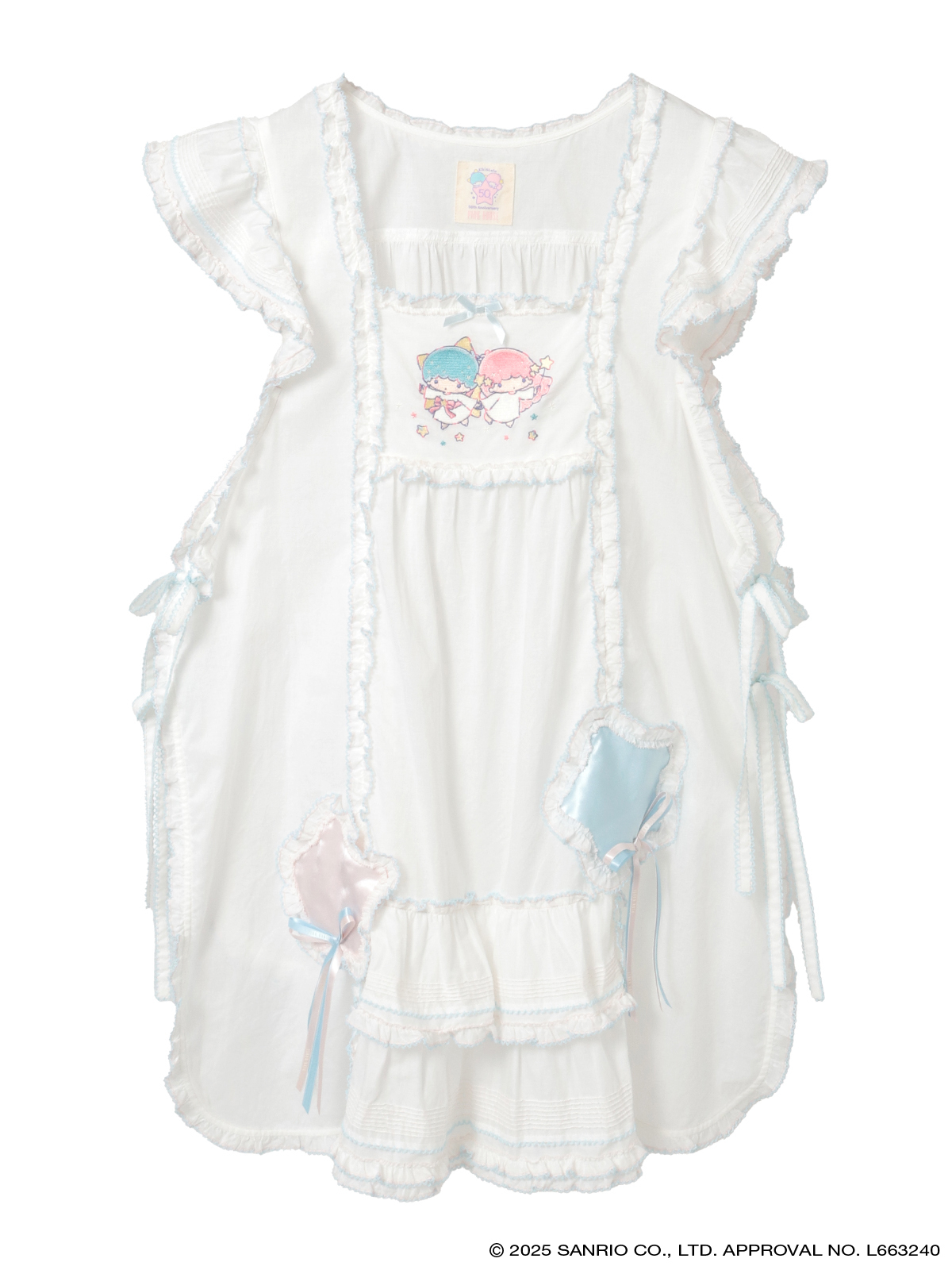 Little Twin Stars×PINK HOUSE 刺しゅう入りローンエプロンドレス