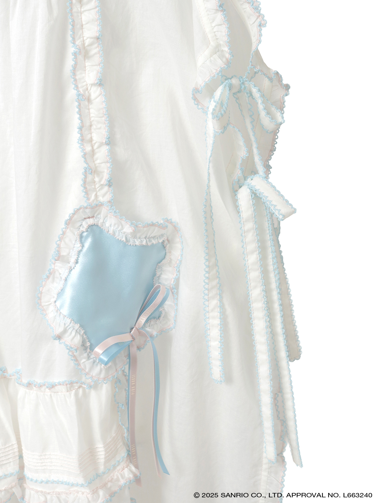 Little Twin Stars×PINK HOUSE 刺しゅう入りローンエプロンドレス