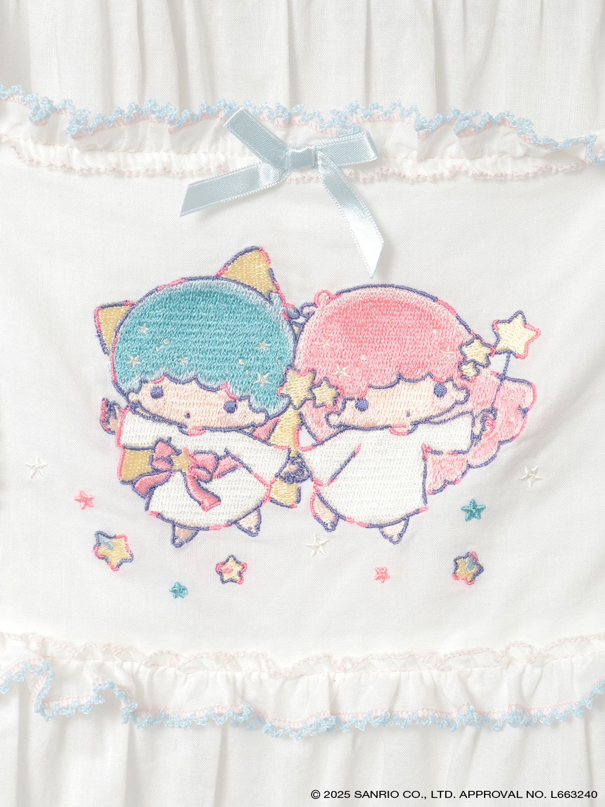 Little Twin Stars×PINK HOUSE 刺しゅう入りローンエプロンドレス