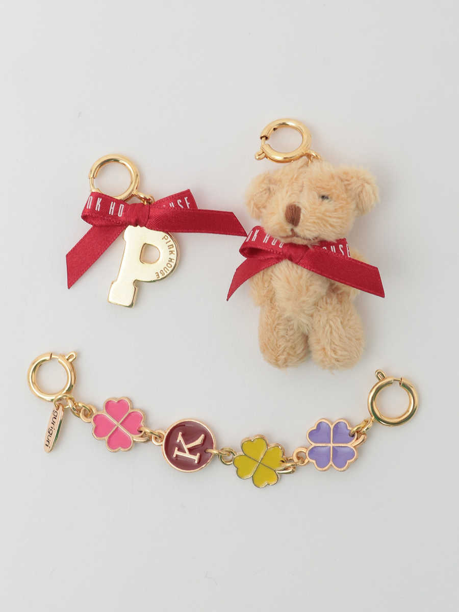 PINK HOUSE&times;Momoclo&times;guriguri テディ＆クローバー＆Pロゴ シューズチャーム 詳細画像 アカ&times;ベージュくま 1