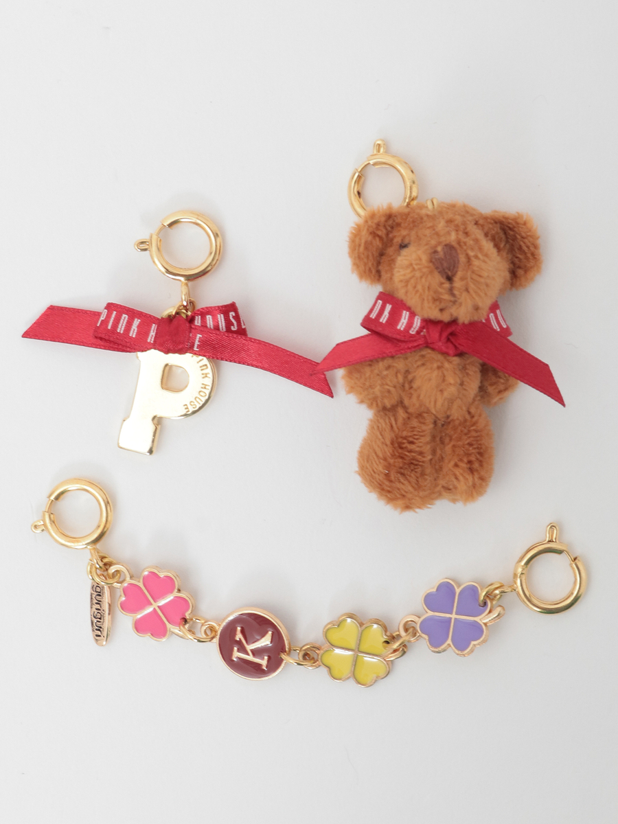 PINK HOUSE&times;Momoclo&times;guriguri テディ＆クローバー＆Pロゴ シューズチャーム 詳細画像 アカ&times;チャくま 1