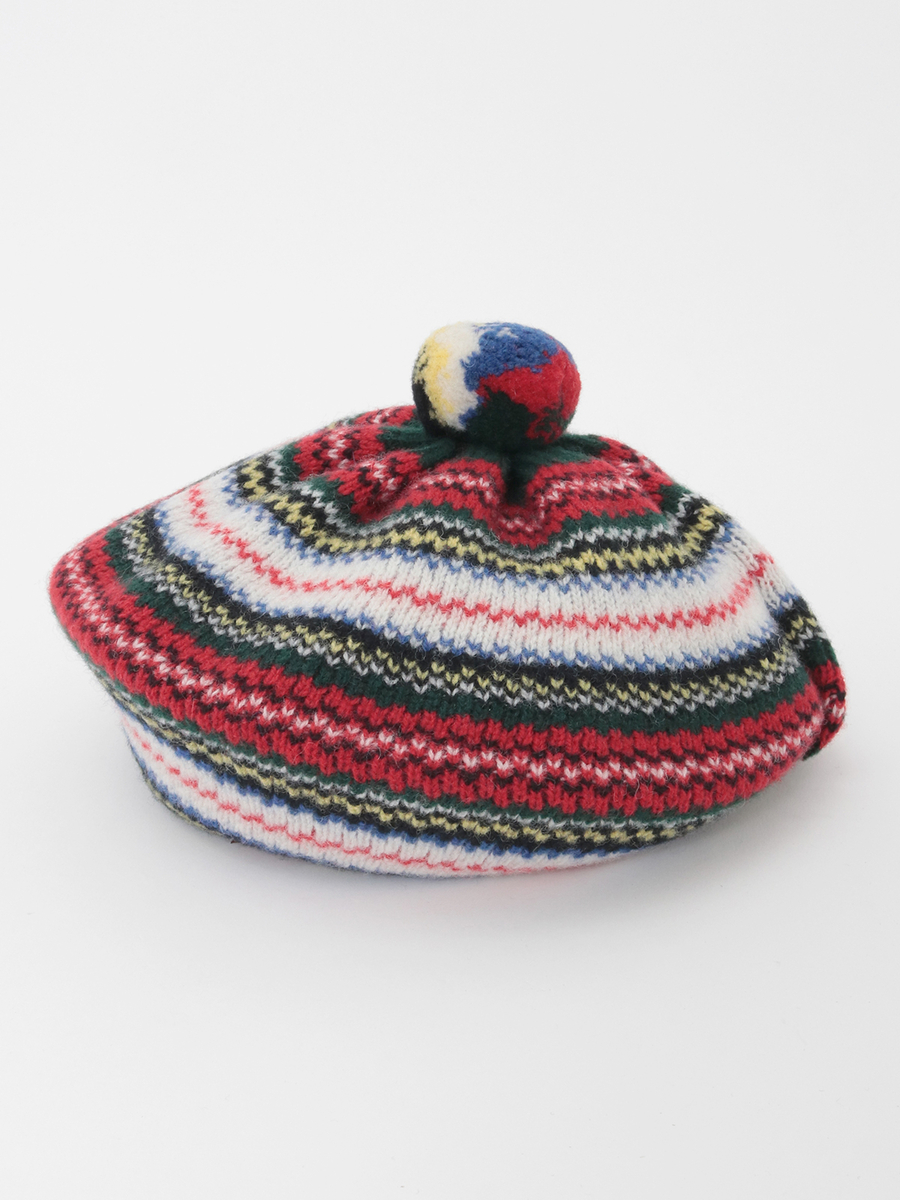 タータンチェックニットベレー 詳細画像 アカ系 2