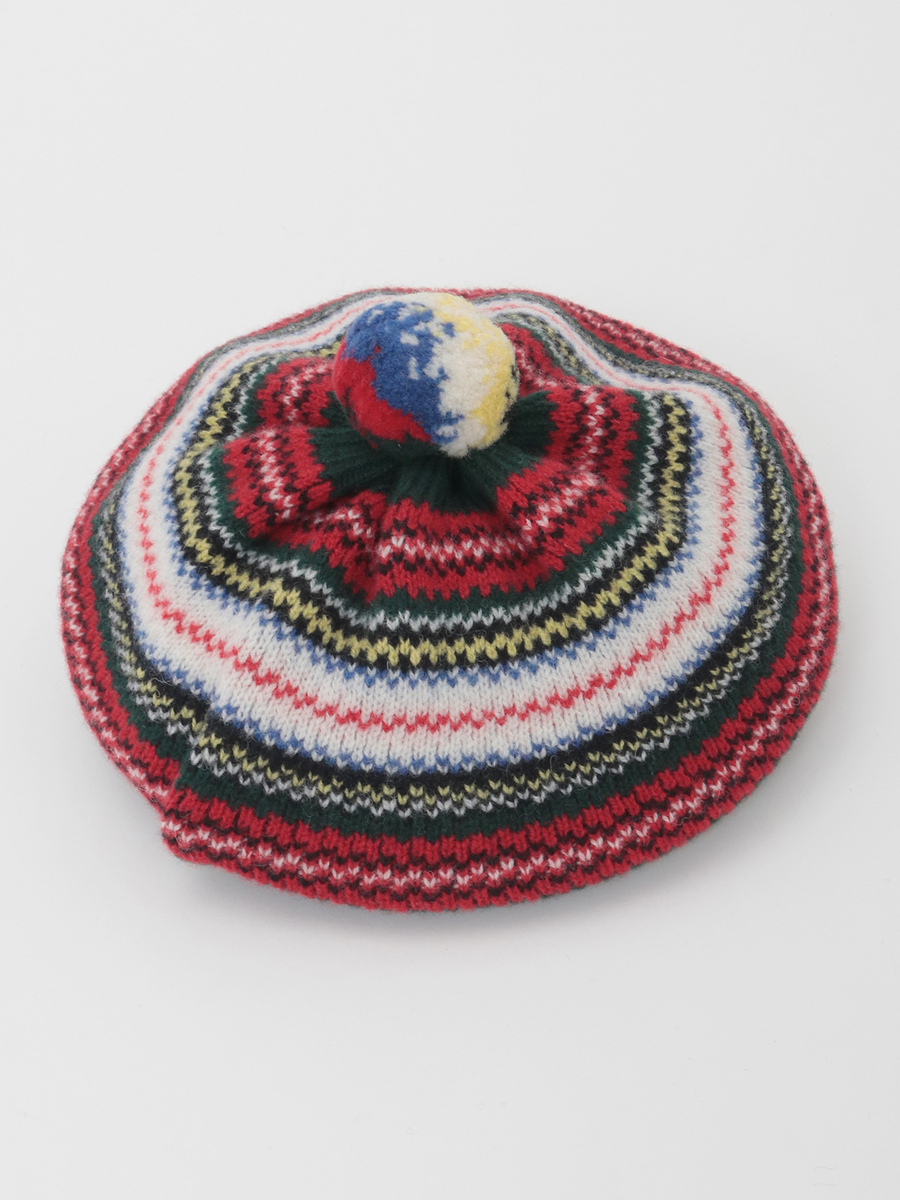 タータンチェックニットベレー 詳細画像 アカ系 3