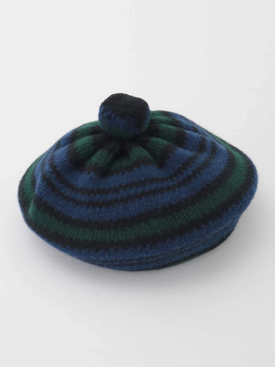 タータンチェックニットベレー 詳細画像 ブルー系 1