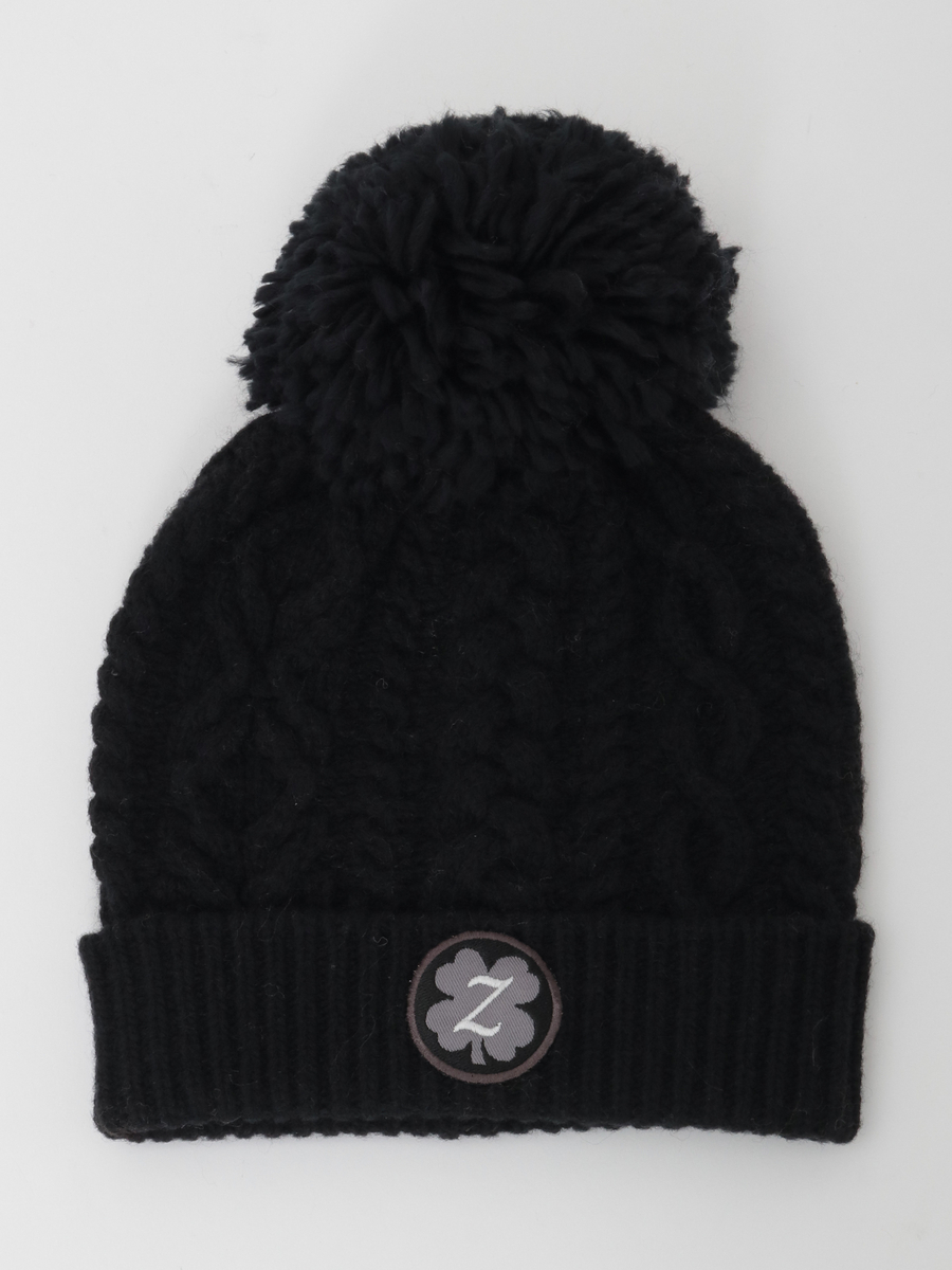 PINK HOUSE&times;Momoclo イニシャルワッペン付ポンポンニットキャップ 詳細画像 クロ 1