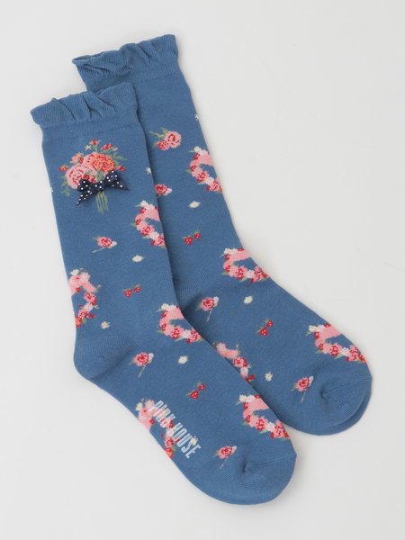 リボンブーケ柄ソックス