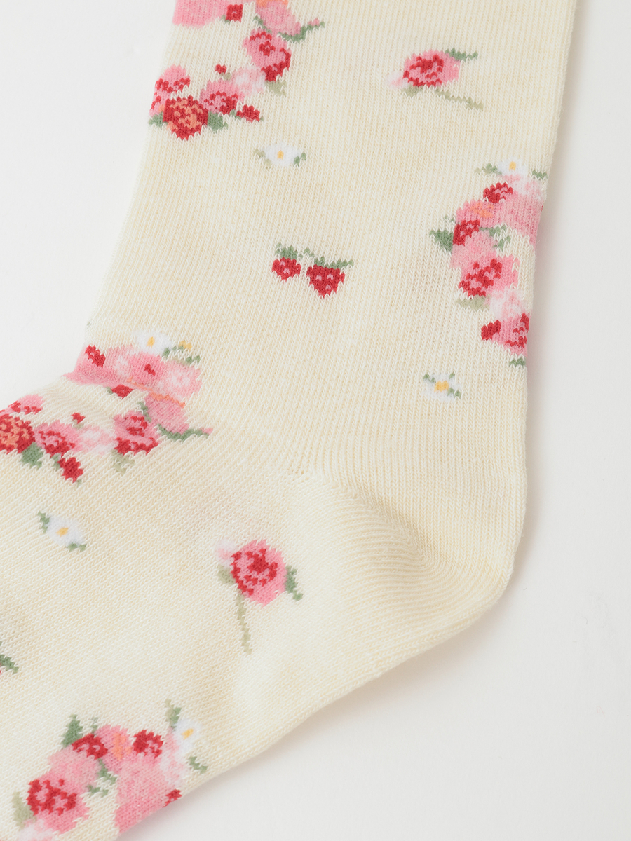 リボンブーケ柄ソックス 詳細画像 クロ 4