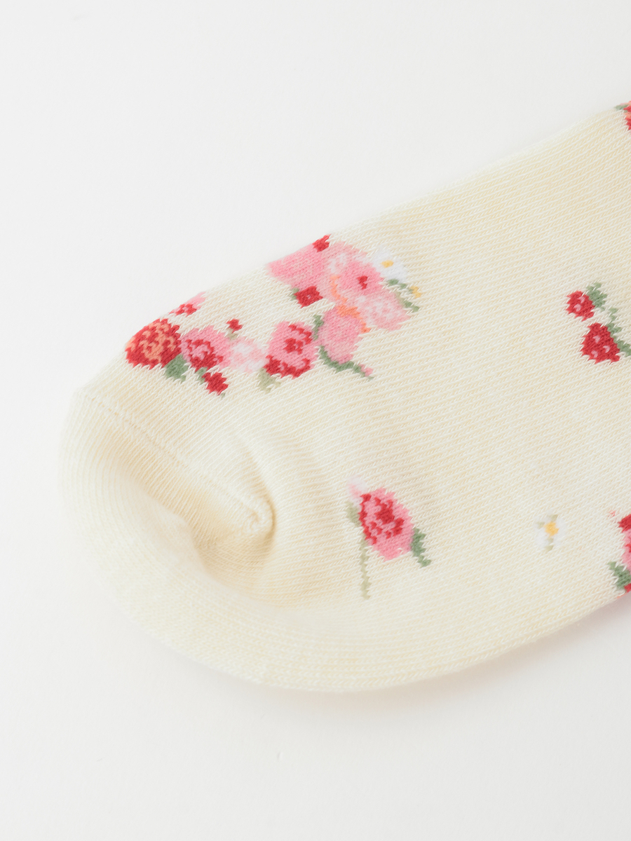 リボンブーケ柄ソックス 詳細画像 クロ 5