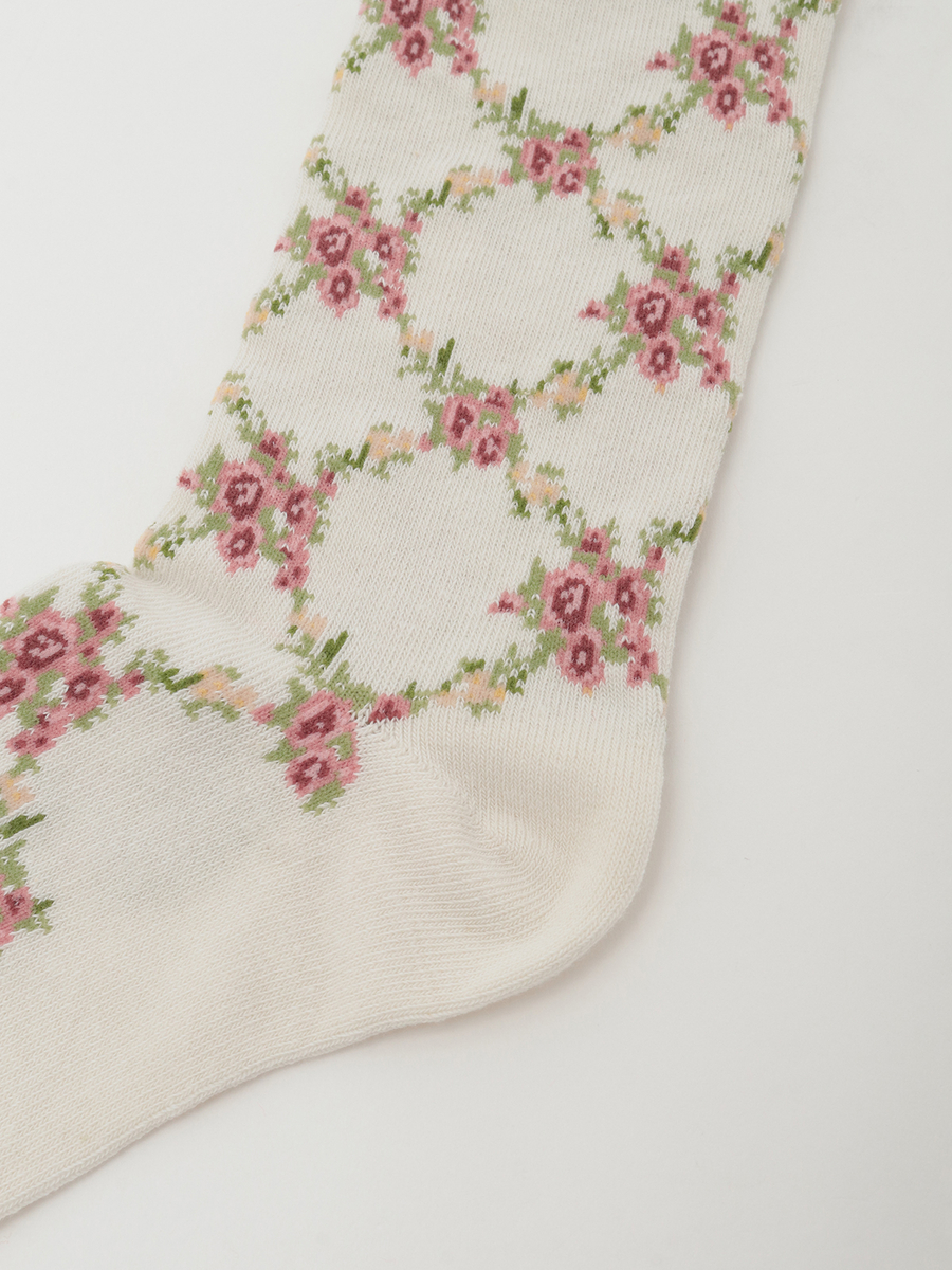 薔薇格子柄ソックス 詳細画像 クロ 4