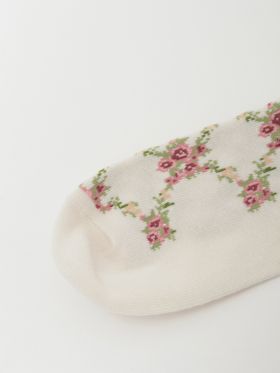 薔薇格子柄ソックス 詳細画像 クロ 5