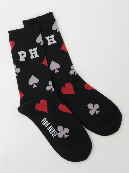 PHロゴトランプ柄ソックス