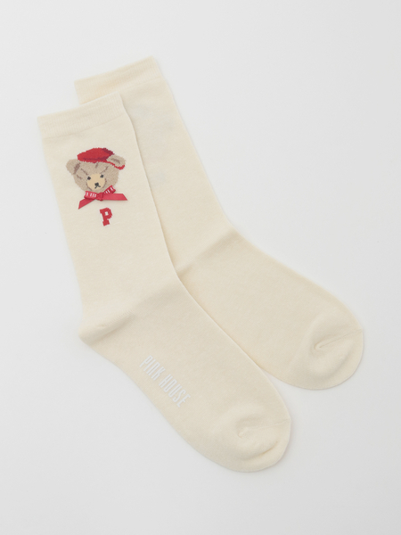 三つ子のくま冬支度モチーフソックス