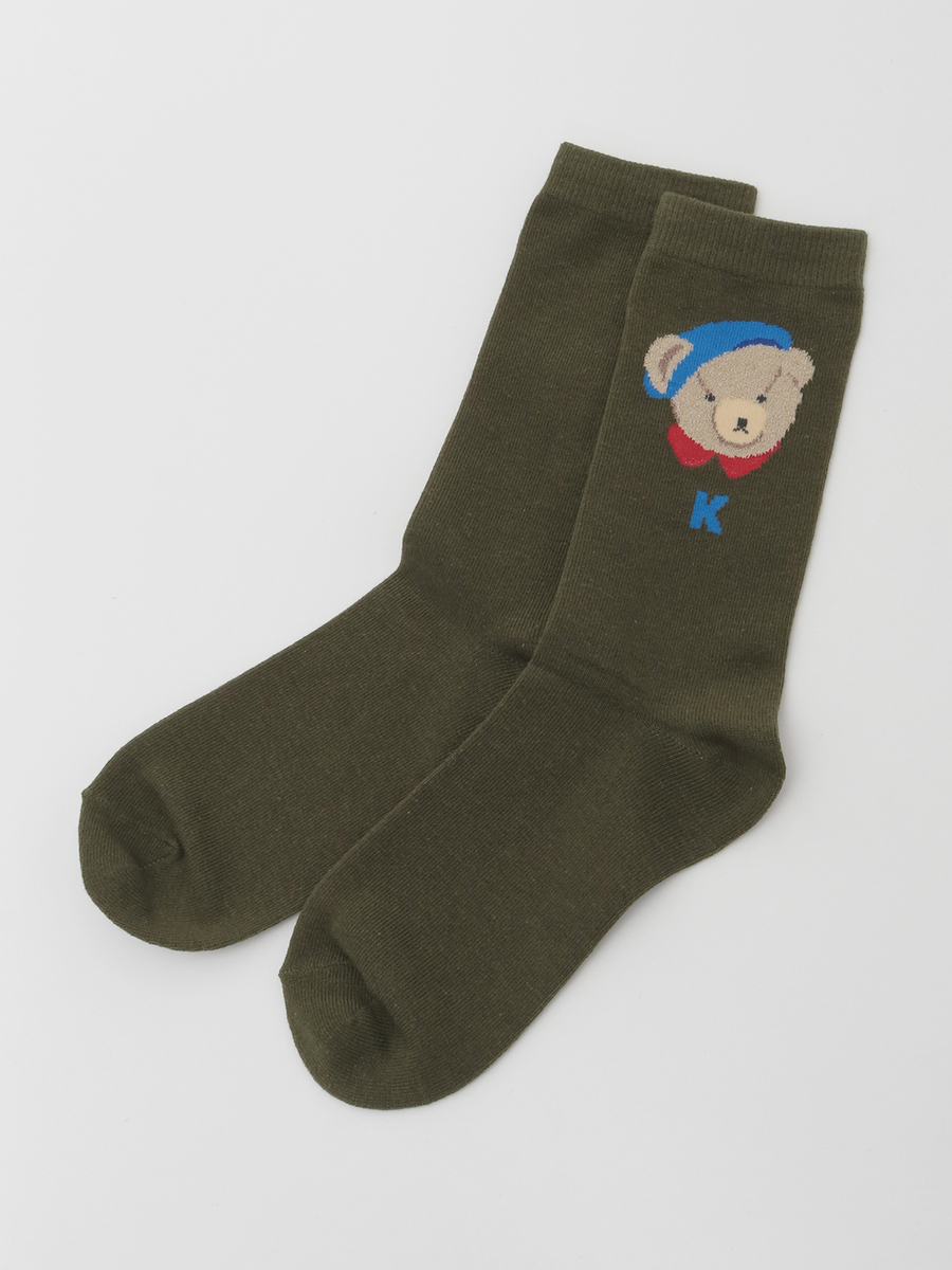 三つ子のくま冬支度モチーフソックス 詳細画像 キナリ 11