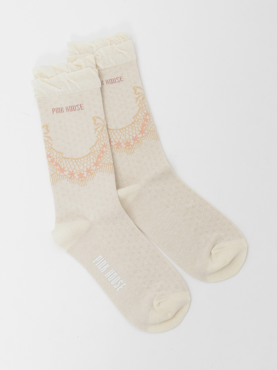 ロココレース柄ソックス 詳細画像 アイボリー 1