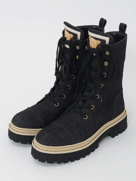 顔くまネーム使い編み上げブーツ