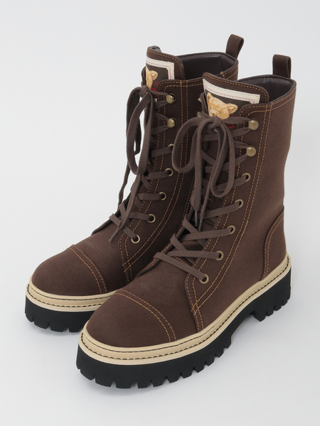 顔くまネーム使い編み上げブーツ