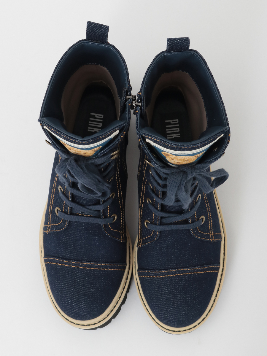 顔くまネーム使い編み上げブーツ 詳細画像 クロ 4