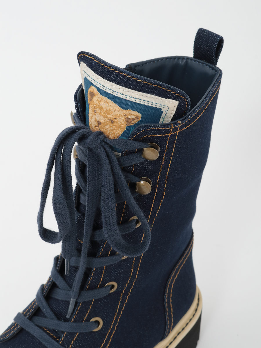 顔くまネーム使い編み上げブーツ 詳細画像 クロ 8