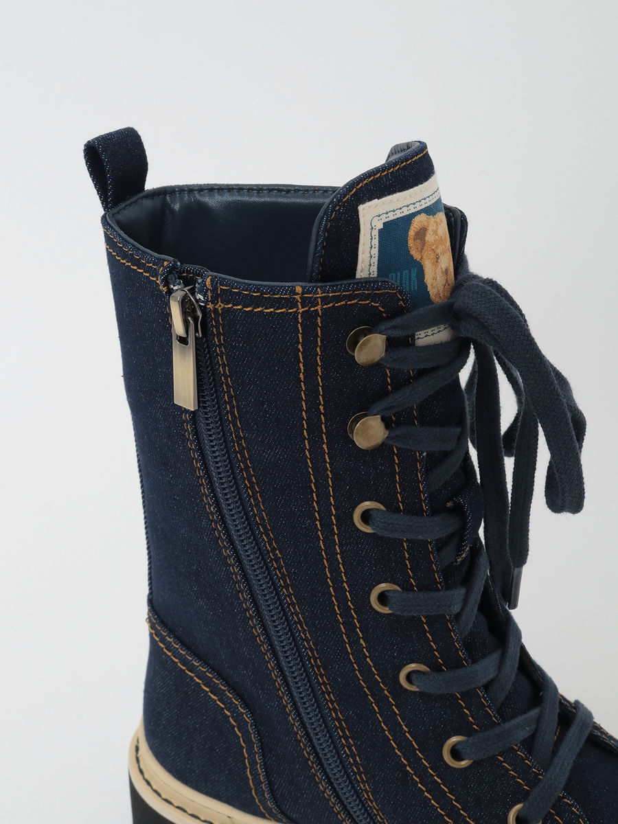 顔くまネーム使い編み上げブーツ 詳細画像 クロ 9