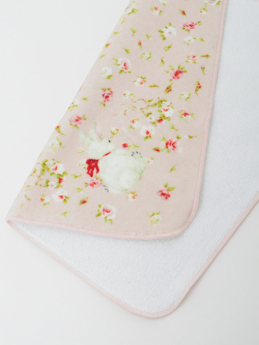 バラ園うさぎプリントタオルハンカチ 詳細画像 ピンク 4